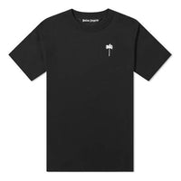 Men's PALM ANGELS Palm Logo Tee Chest Brown logo Short Sleeve Black PMAA038R207520371001