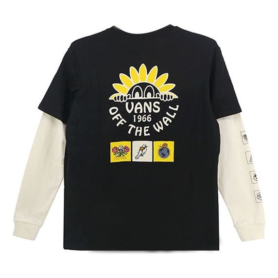 (WMNS) Vans Funny Flowers Printing Round Neck Long Sleeves Black VN0A5F6HBLK