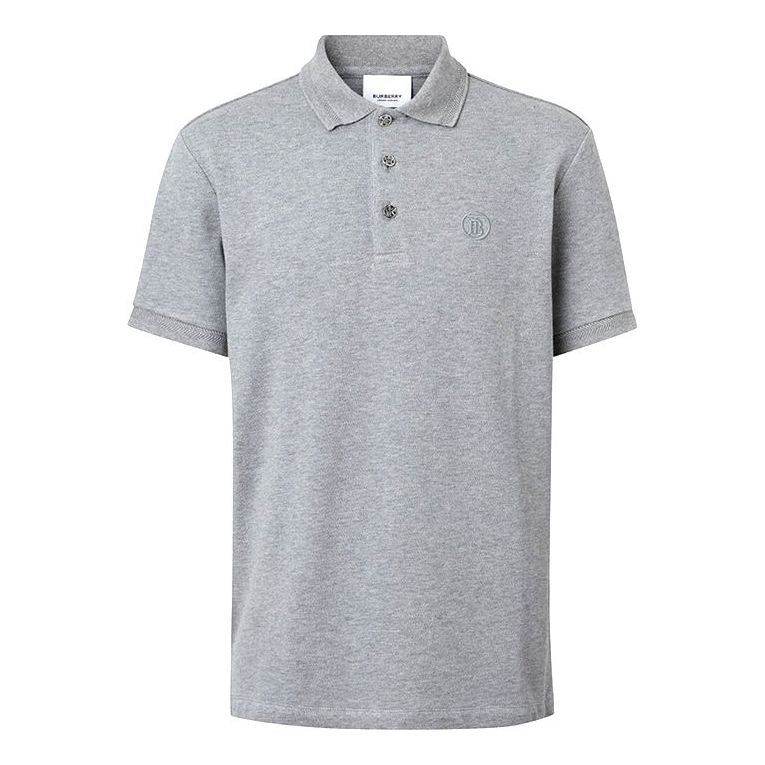 Men's Burberry SS21 Button Mesh Short Sleeve Polo Shirt Gray 80374361