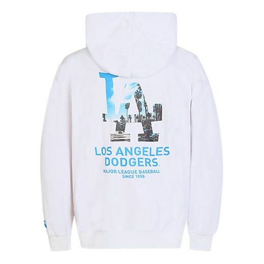 MLB LA hooded Large LOGO Printing Sports Long Sleeves Unisex White 31HDE1011-07W