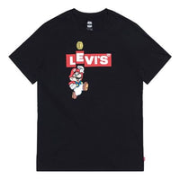 Men's Levis X SUPER MARIO Crossover Pure Cotton Printing Short Sleeve Black 22491-0707