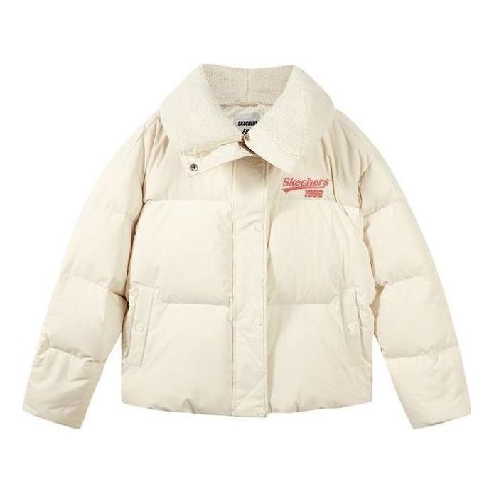 (WMNS) Skechers Logo Printed Down Jacket 'White Black' L422W001