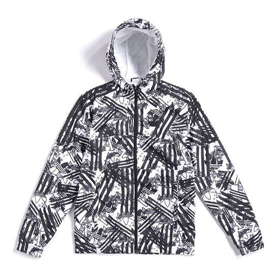 adidas originals Sprt Windbreakr Logo Full Print Sports Hooded Jacket For Men Floral GJ6772