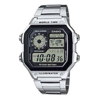CASIO Youth Series Standard Stainless Steel Sliver Quartz Waterproof Mens Silver Digital AE-1200WHD-1AV