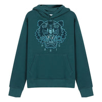 Men's KENZO Tiger Head Embroidered Cotton hooded Long Sleeves Sports Green FA65SW3104XJ-73