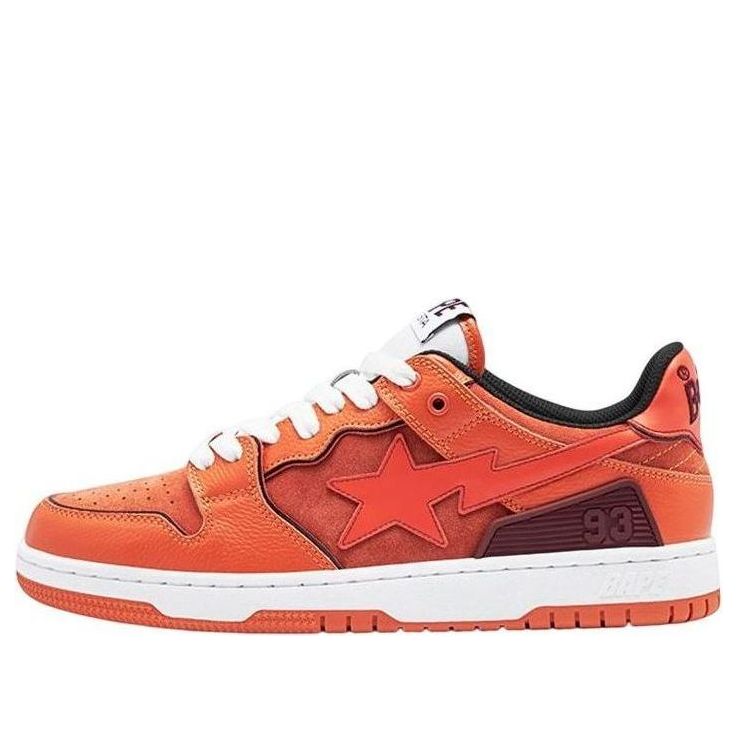 A BATHING APE Bape SK8 Leather Low 'Orange' 1I70-191-011-ORANGE