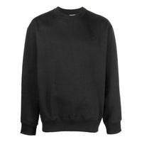 Men's adidas originals Solid Color Logo Round Neck Pullover Long Sleeves Black HK0306