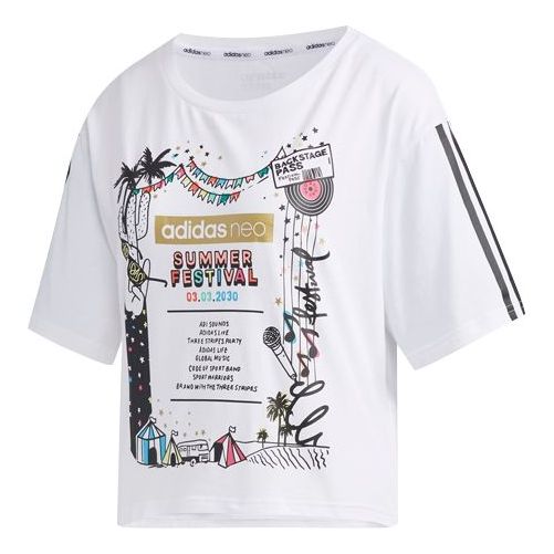 (WMNS) adidas neo W Faves Tshirt Printing Sports Short Sleeve White FP7293