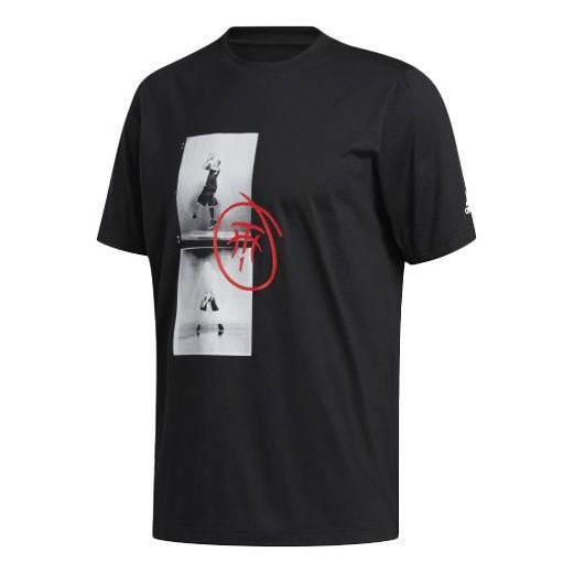 adidas Tmac Logo Basketball Sports Short Sleeve Black GE4108