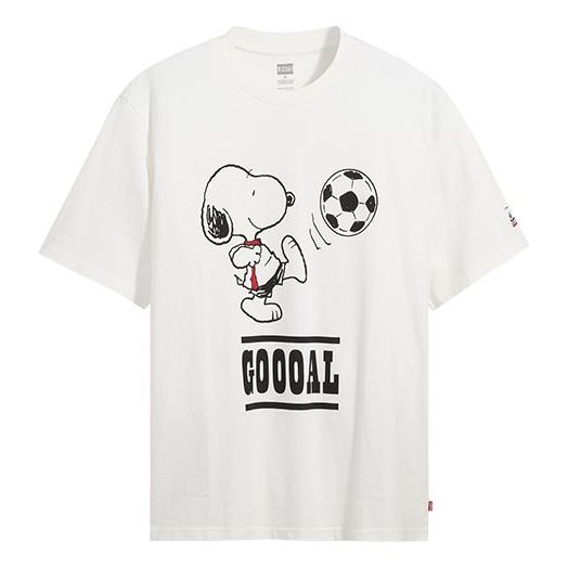 Men's Levis x Peanuts Crossover Round Neck Printing Short Sleeve White 86275-0011