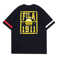 FILA Fuison Basketball Element Contrasting Colors Printing Loose Short Sleeve Black T11M022114F-BK