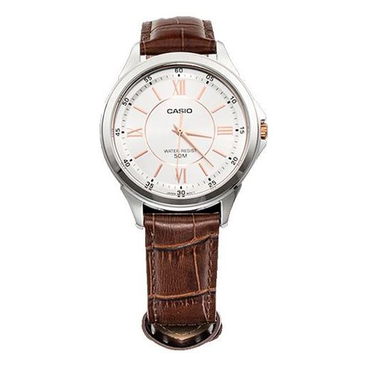 CASIO Quartz Waterproof White DialBrown Strap Mens WhiteBrown Analog MTH-1061L-7AVPF