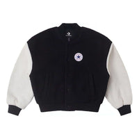 (WMNS) Converse Sherpa Varsity Jacket Asia Sizing 'Black White' 10025206-A01