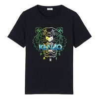 KENZO Multi-Color Tiger Head Printing Casual Short Sleeve Black FA5-2TS826-4YH-99