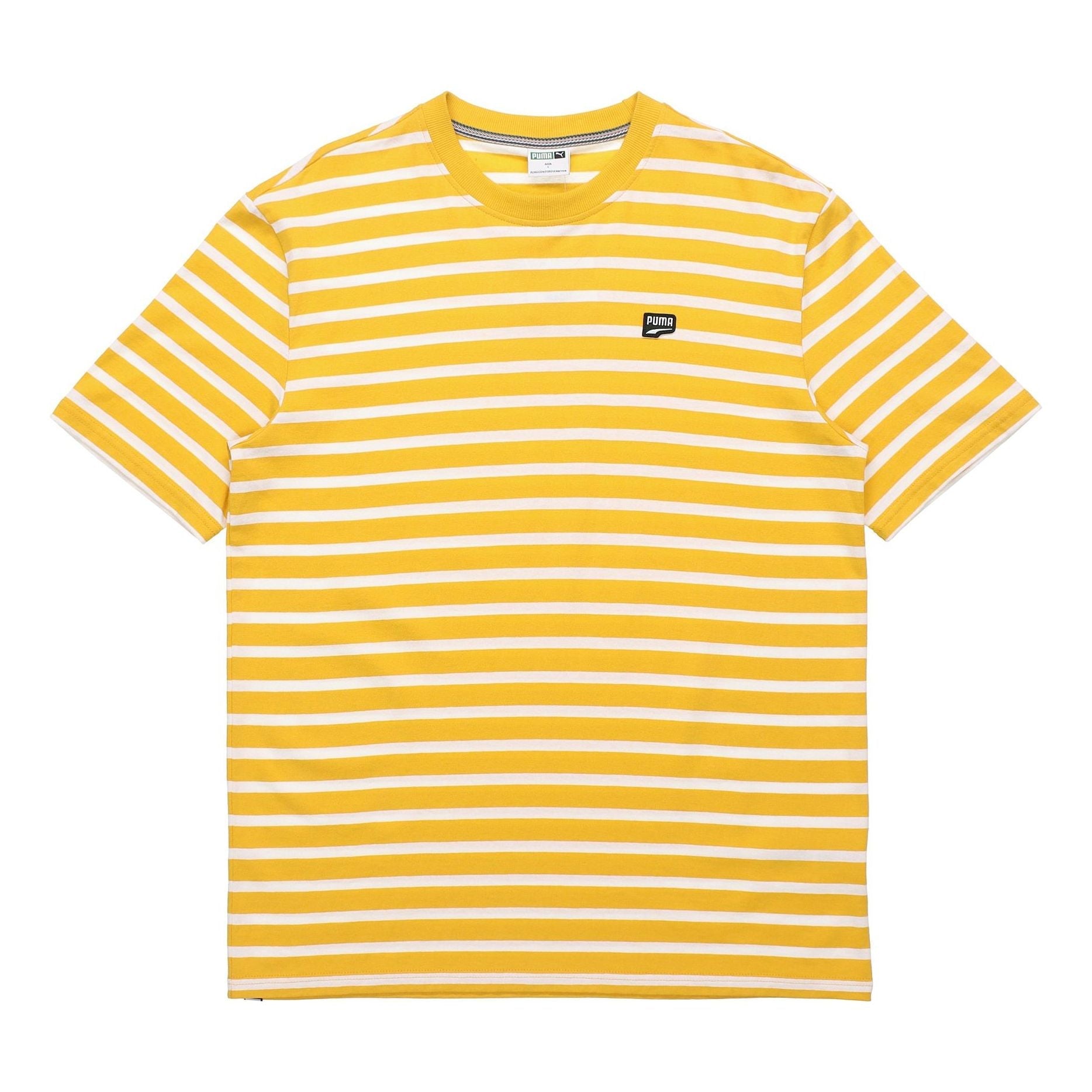PUMA Downtown Strlped Stripe Round Neck Short Sleeve Gold Color 597457-25