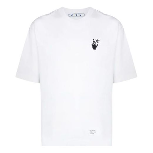Off-White FW21 Caravaggio Arrow Pattern Round Neck Short Sleeve Loose Fit White OMAA120F21JER0070110
