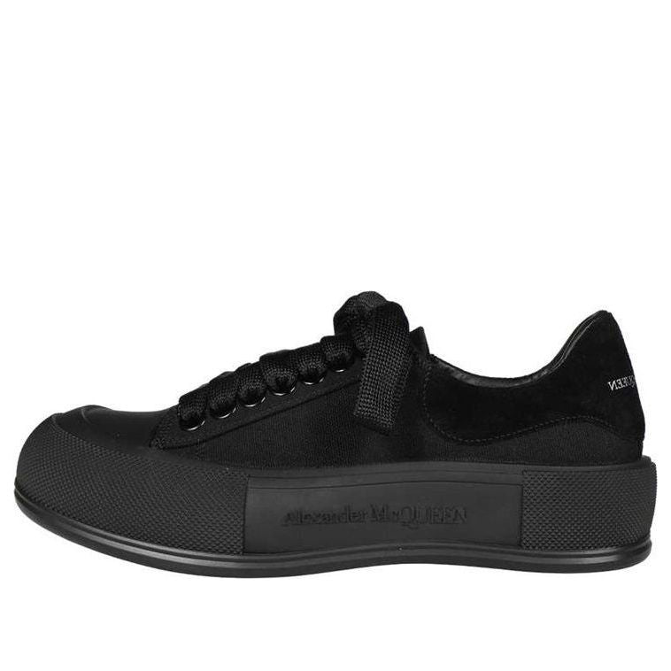 (WMNS) Alexander McQueen Deck Skate Plimsoll Lace Up 'Black' 654593W4MV71000