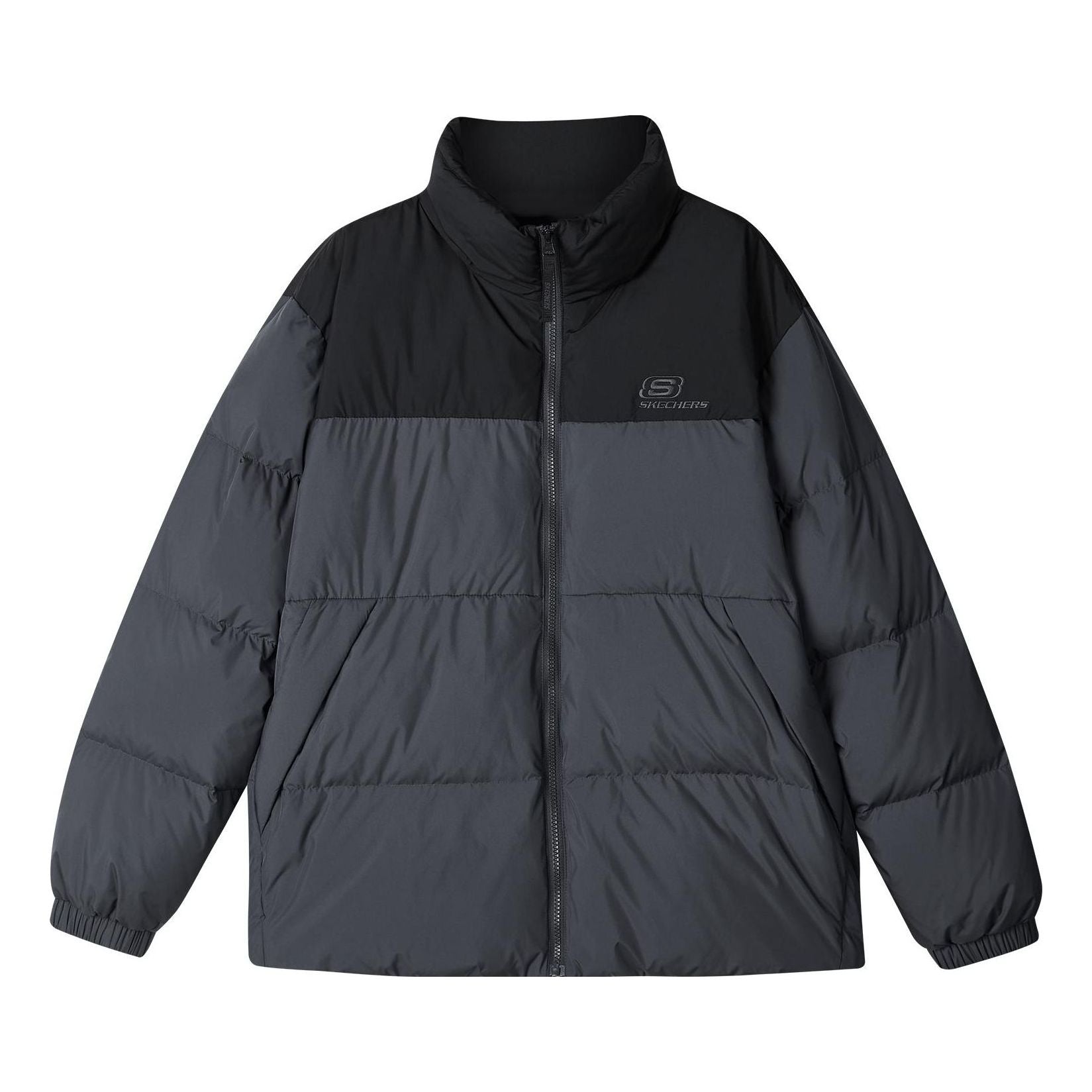 Skechers Fashion Logo Printed Down Jacket 'Black Grey' L423U106-00W5
