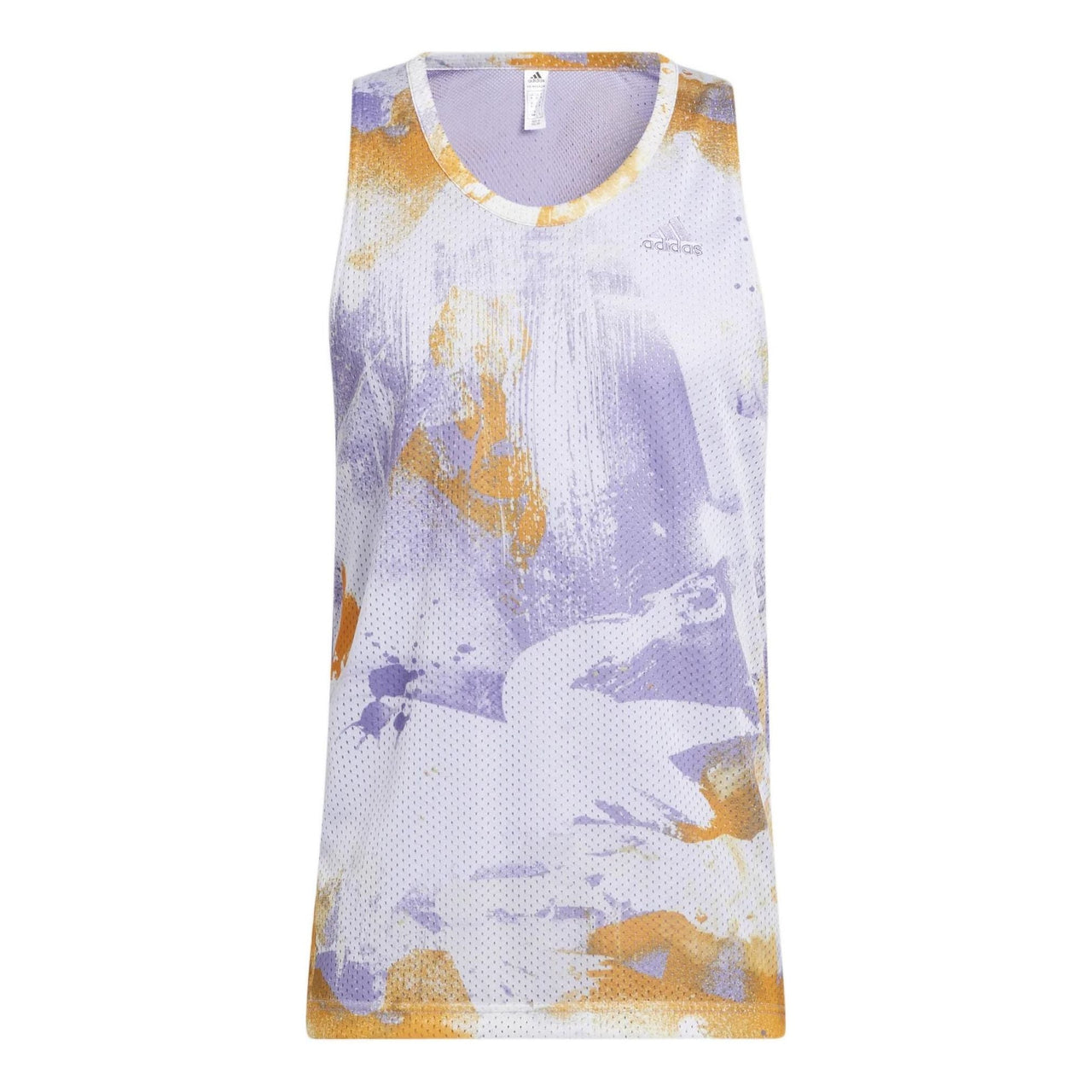 Men's adidas Tie Dye Stripe Round Neck Basketball Sports Vest Purple H58457