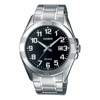 Men's CASIO Quartz Watch Stainless Steel Strap 50m Waterproof Black Dial Analog Mens MTP-1308D-1B