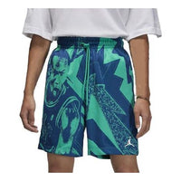 Air Jordan Character Pattern Printing Elastic Waistband Straight Shorts Men's Green DQ7353-322