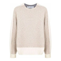 Men's Off-White FW21 Colorblock Round Neck Pullover Wool Sweater Loose Fit Beige OMHE094F21KNI0016105