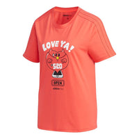 (WMNS) adidas neo Tee Envlp T Casual Sports Cartoon Alphabet Printing Short Sleeve Red FN0915