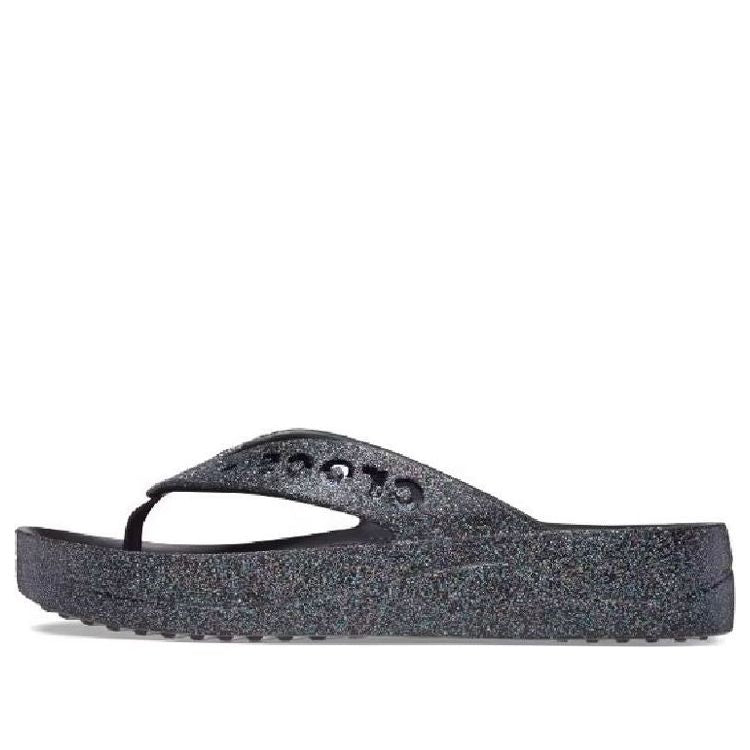 (WMNS) Crocs Baya Platform Glitter Flip Sandals 'Black' 208463