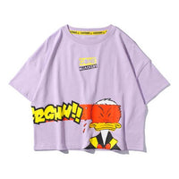 (WMNS) Li-Ning Donald Duck Printing Alphabet Short Sleeve Loose Purple AHSP056-2