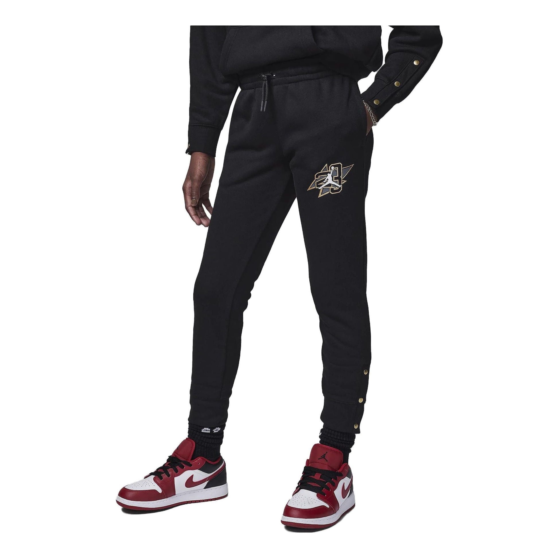 (GS) Air Jordan Take Flight Snap Sweatpants 'Black' 45C809-023