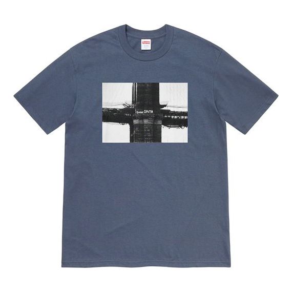 Supreme FW19 Week 17 Bridge Tee Graffiti Printing Short Sleeve Unisex Blue Gray SUP-FW19-10923