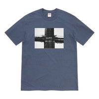 Supreme FW19 Week 17 Bridge Tee Graffiti Printing Short Sleeve Unisex Blue Gray SUP-FW19-10923