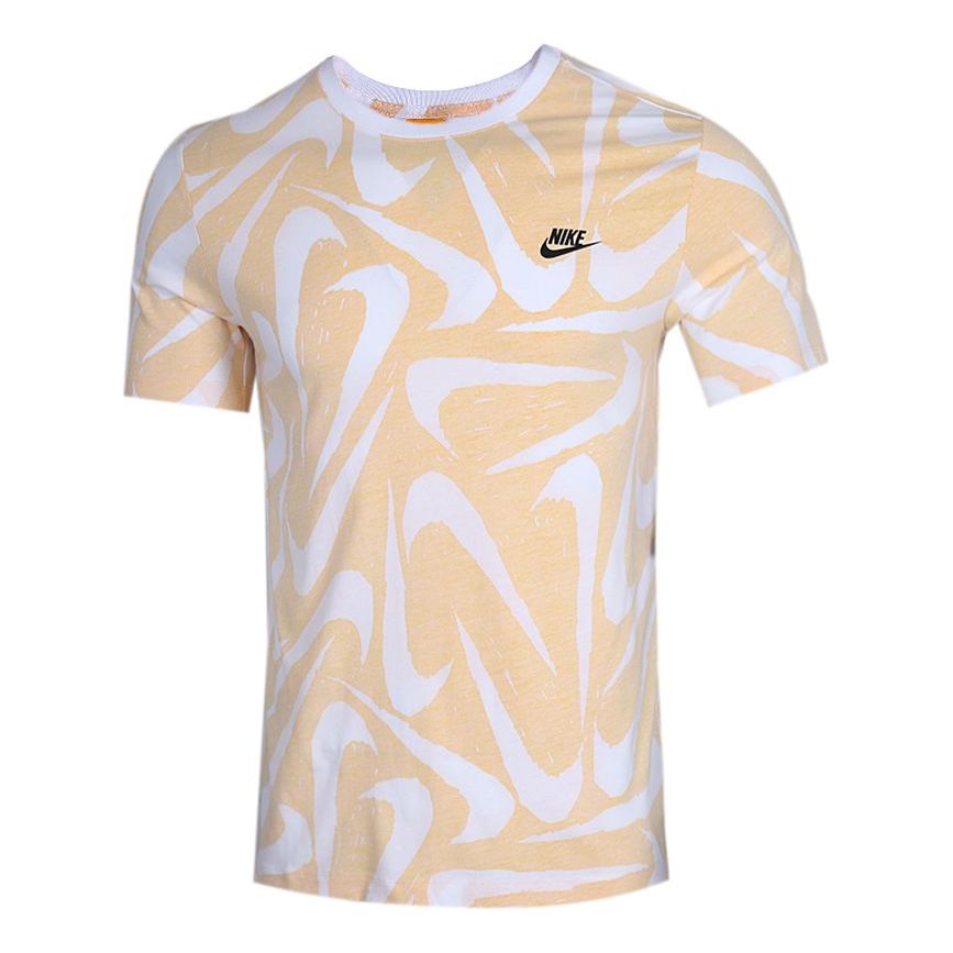 Nike Sportswear Casual Sports Round Neck Printing Short Sleeve Yellow CK2376-739