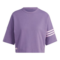 (WMNS) adidas Neuclassics 3 stripe T-shirt Asia Sizing 'Shadow Violet' IP8973