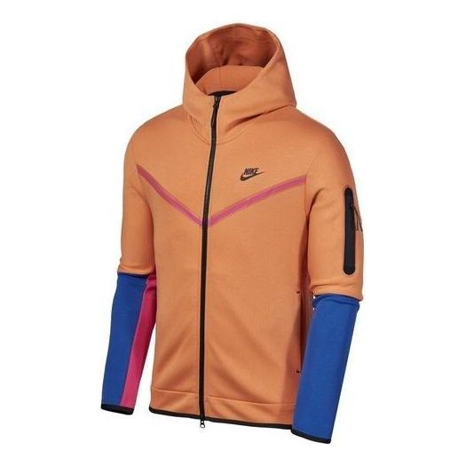 Nike color block tech fleece zipped hooded jacket 'orange' CU4490-808