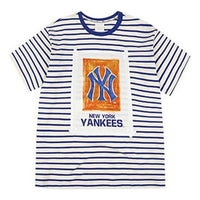 MLB Yankees Big Logo Printing Stripe Round Neck Short Sleeve Unisex White 31TSSB931-50L