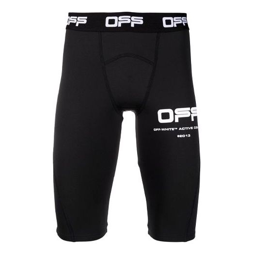Off-White SS21 Logo Printing Soft Elastic Sports Shorts Slim Fit Version Black OMVH008V21FAB0011001