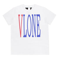 VLONE Back Large Logo Short Sleeve Couple Style White Blue VLTE17SS006