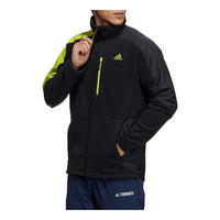 adidas Outdoor Sports Contrasting Colors Stand Collar Fleece Lined Logo Jacket Black H13805