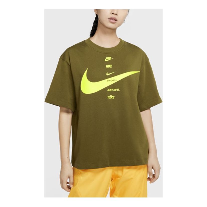 (WMNS) Nike SPORTSWEAR Short Sleeve Olive Green CU5683-368