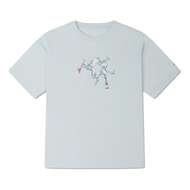 (WMNS) Converse Nautical Tee Asia Sizing 'Ocean Blue' 10025880-A03