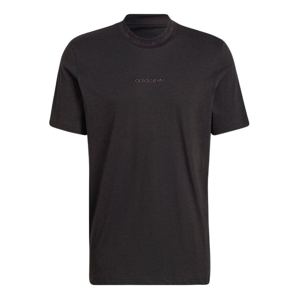 Men's adidas originals Solid Color Alphabet Logo Printing Straight Short Sleeve Japanese Version Black T-Shirt HM2660
