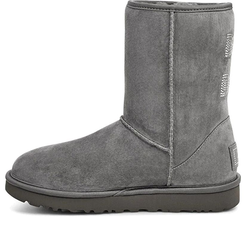 (WMNS) UGG Classic Short Crystal Snow Boots Gray 1091649-GREY