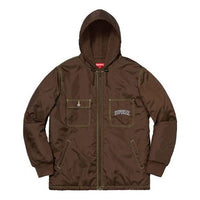 Supreme FW18 Sherpa Lined Nylon Zip Up Jacket Brown SUP-FW18-502