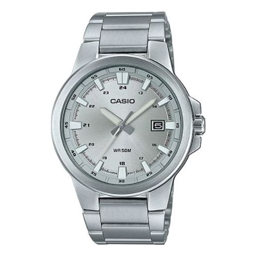 Men's CASIO ENTICER Series Minimalistic Fashion Watch Mens Silver Analog MTP-E173D-7AV