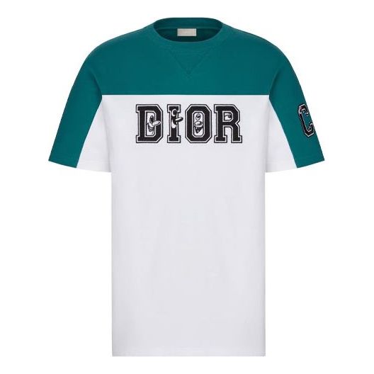 Men's DIOR x KENNY SCHARF Crossover SS21 Knit Colorblock Short Sleeve Dark Blue 193J646A0554-C680