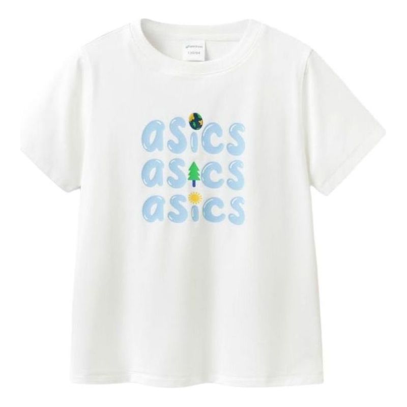 (GS) ASICS Three Rows Logo T-Shirt 'White Blue' 332241173084-10