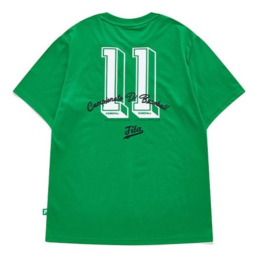 Men's FILA FUSION Baseball Sports Printing Round Neck Short Sleeve Green T-Shirt T11M132105F-GN