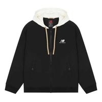 New Balance Logo Full-Zip Hooded Jacket Asia Sizing 'Black White' AMJ23362-BK