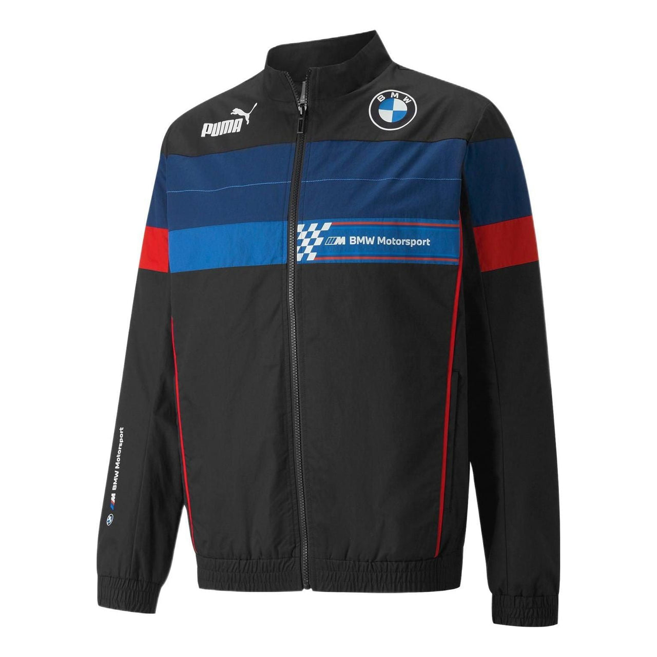 PUMA Racing Series Colorblock Woven Stand Collar Sports Jacket Black 533324-01